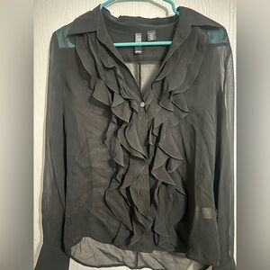 Laundry Black Ruffled Women's Top